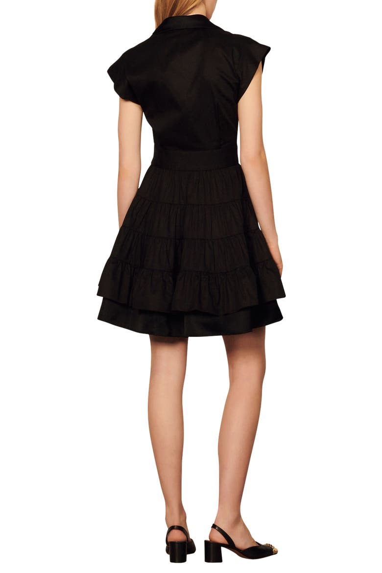 Fifi Tiered Ruffle Cotton Dress, Alternate, color, BLACK