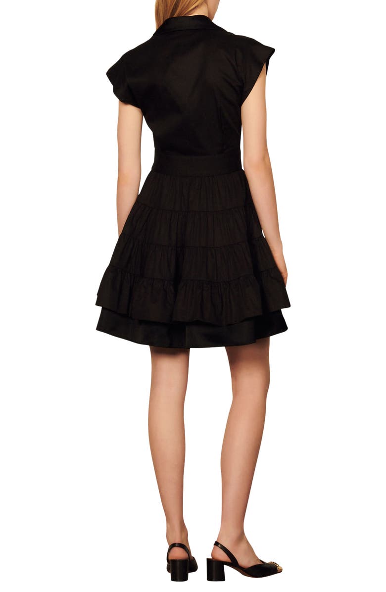 SANDRO Fifi Tiered Ruffle Cotton Dress, Alternate, color,