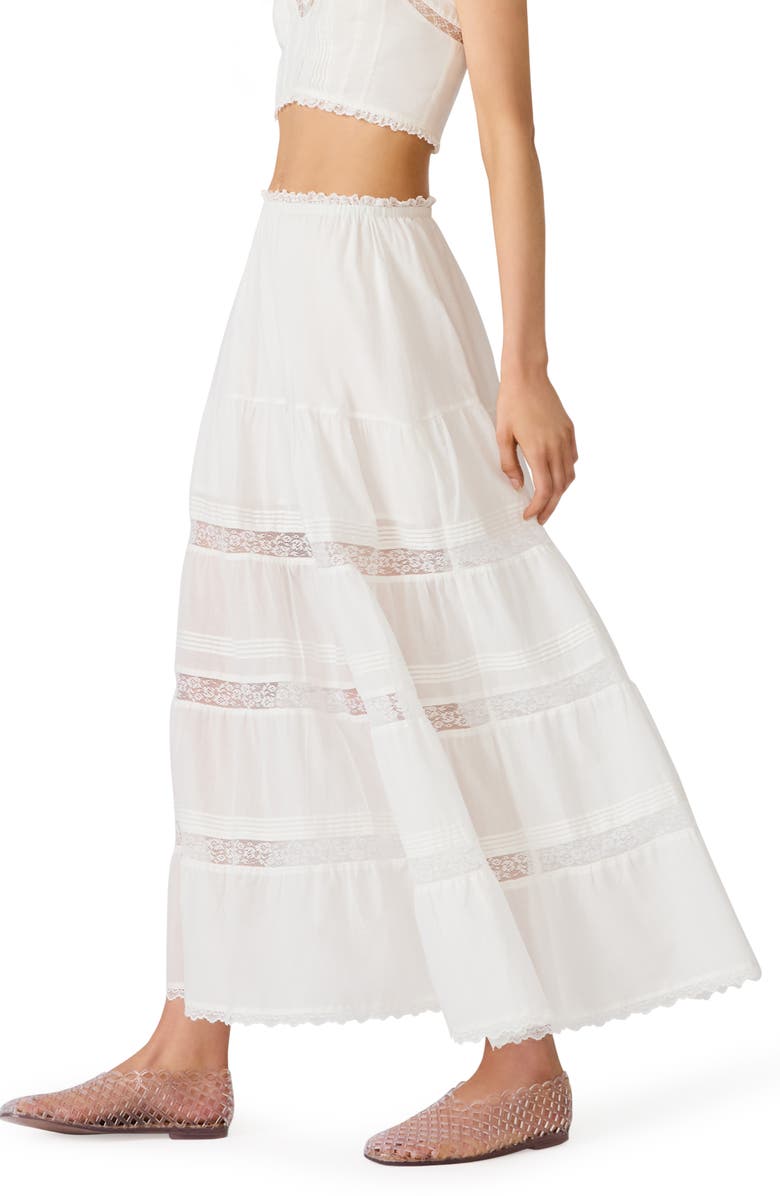 Steve Madden Elisse Lace Detail Cotton Maxi Skirt, Alternate, color, Antique