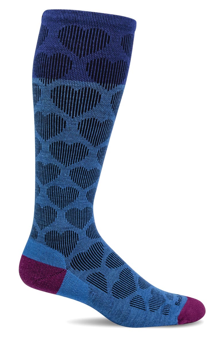 Heart Throb Compression Socks, Main, color, OCEAN