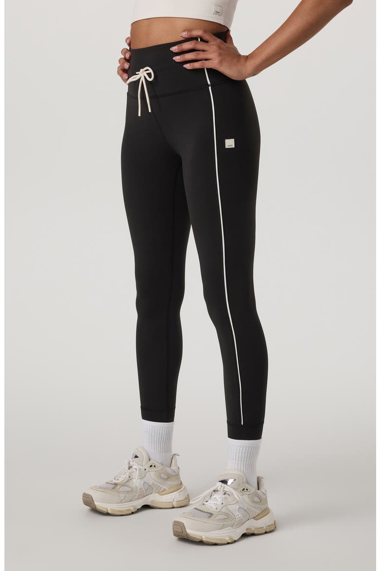Daily Piped Drawstring Leggings, Alternate, color, BLACK