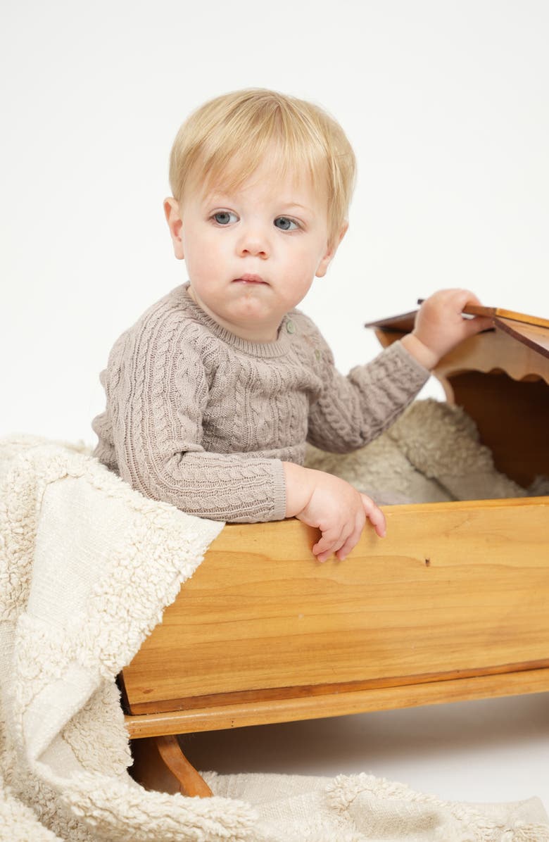 Manière Cable Sweater Footie, Alternate, color, 