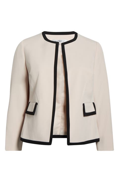 Framed Open Front Stretch Crepe Jacket