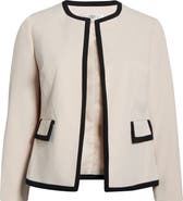 KASPER Framed Open Front Stretch Crepe Jacket