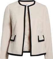 KASPER Framed Open Front Stretch Crepe Jacket