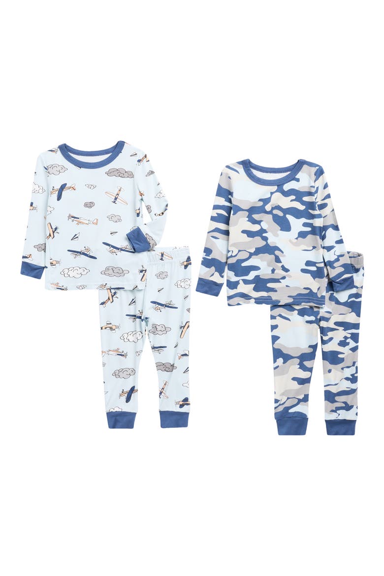 2-Pack Printed Stretch Viscose Pajamas Set, Main, color, BLUE