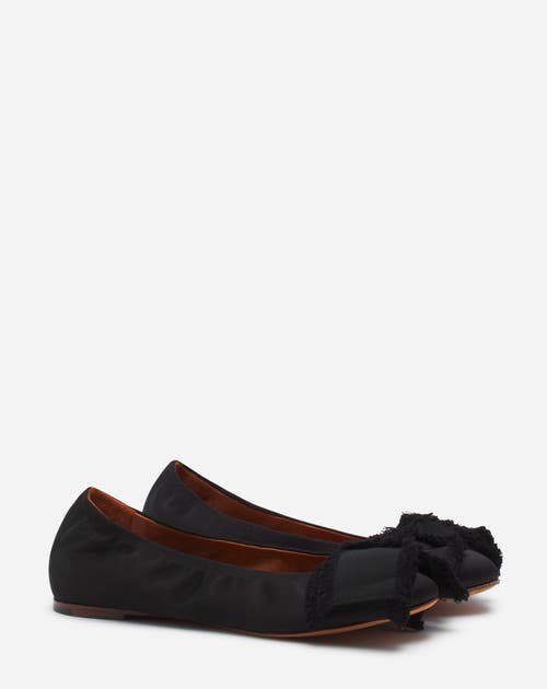 Lanvin Satin Bow Ballet Flats In Black