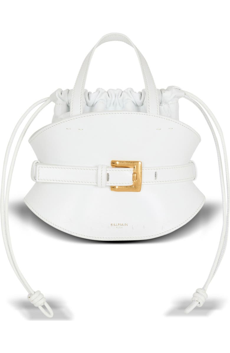 Balmain Shuffle Mini bag in calfskin leather, Main, color, White