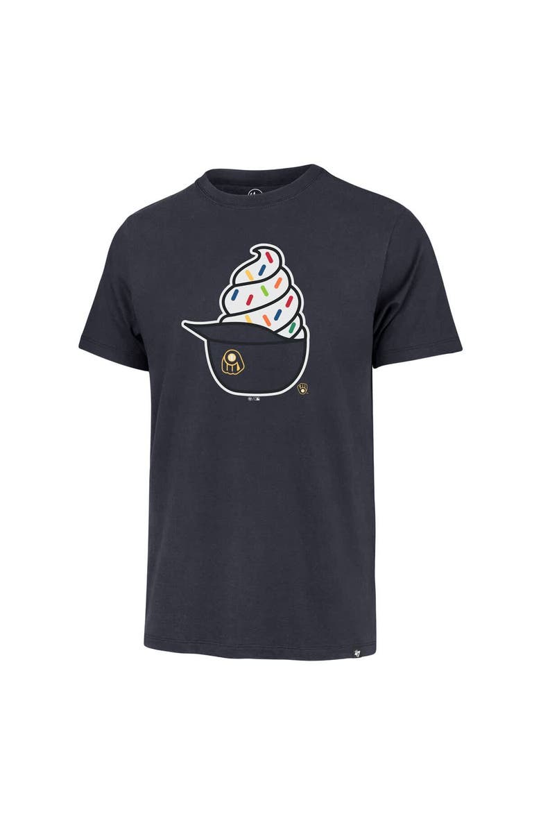 '47 Men's '47 Navy Milwaukee Brewers Ice Cream Helmet Franklin T-Shirt, Alternate, color, Navy