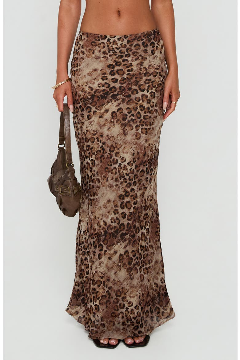 Eliena Low Rise Maxi Skirt, Main, color, LEOPARD