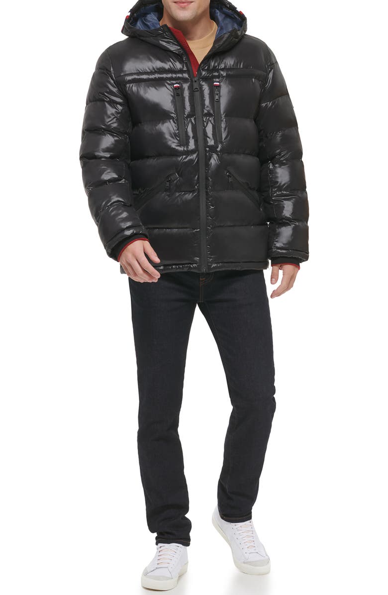 Tommy Hilfiger Pearlized Water Resistant Hooded Puffer Jacket, Alternate, color, 