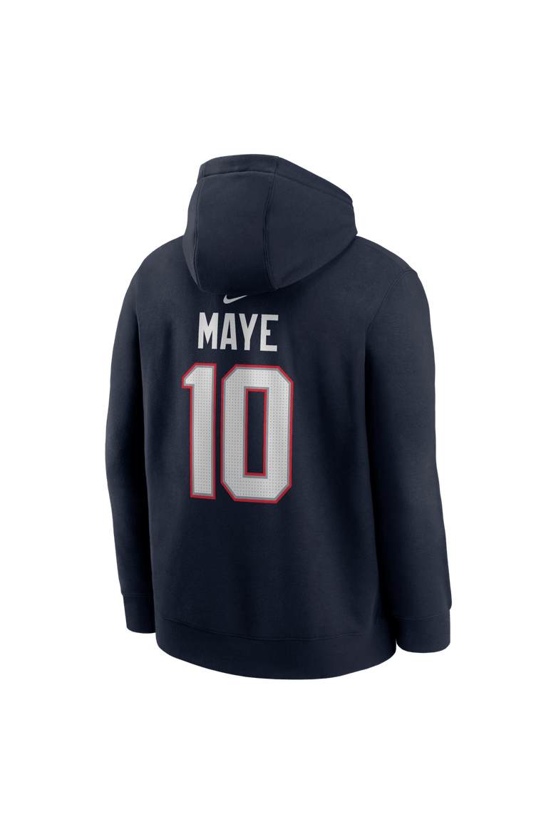 Men's Nike Drake Maye Navy New England Patriots Player Name & Number Fleece Hoodie, Alternate, color, Navy