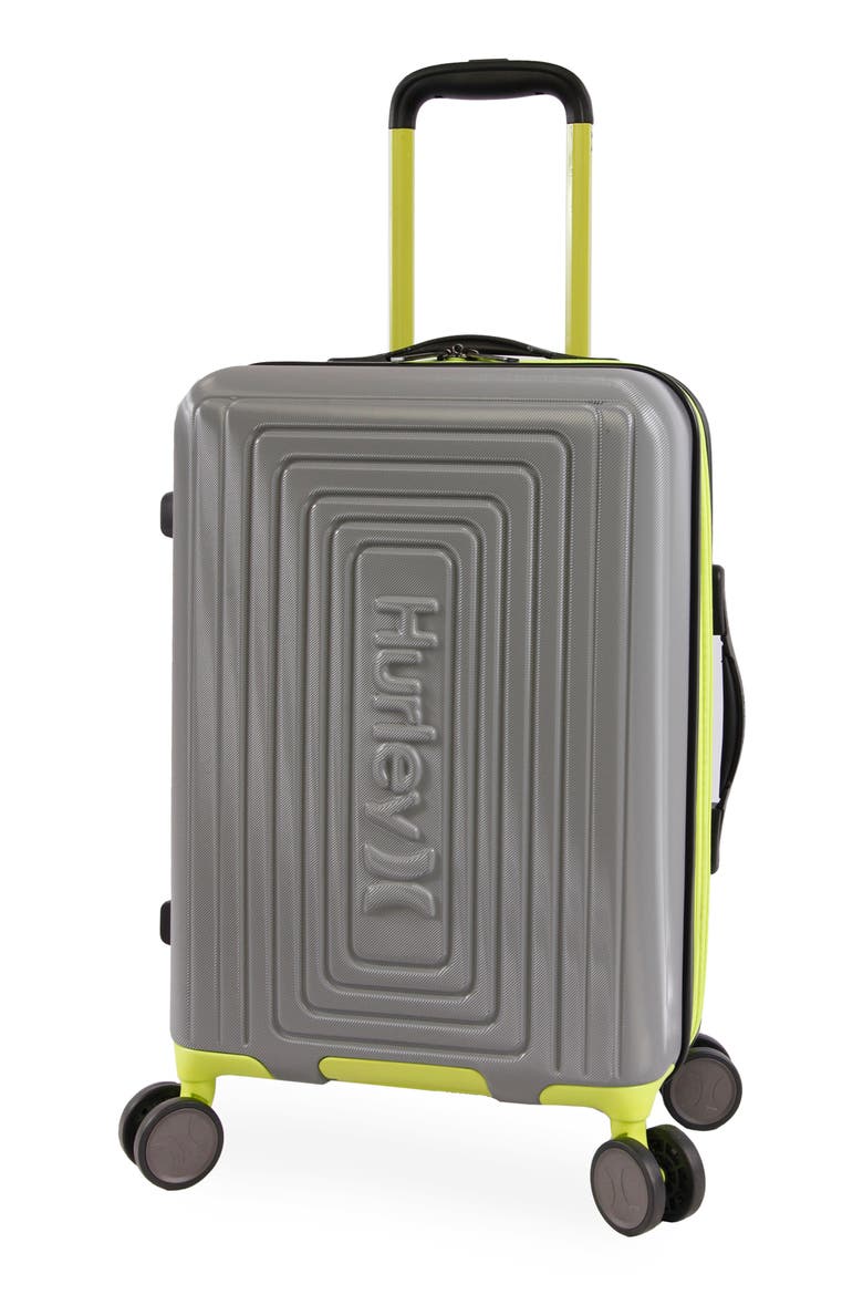 Suki 21" Hardshell Spinner Suitcase, Alternate, color, LIGHT GREY / NEON