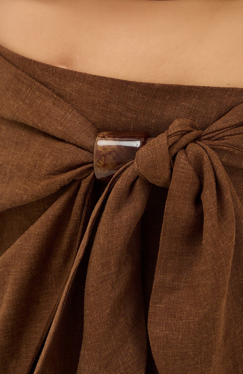 ViX Paula Hermanny Luna Linen Blend Cover-Up Midi Skirt, Alternate, color, Brown