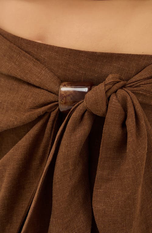 Vix Paula Hermanny Luna Linen Blend Cover-up Midi Skirt In Brown