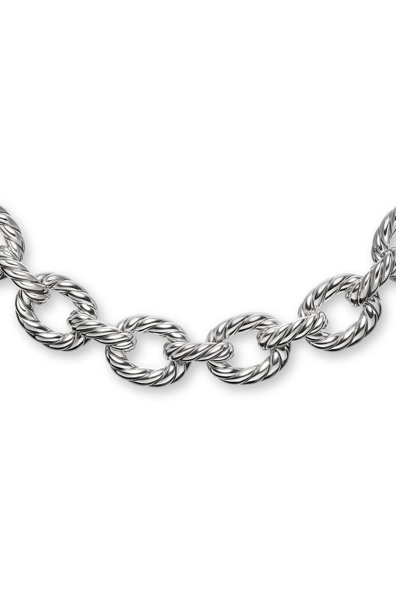 David Yurman Sculpted Cable Oval Link Necklace, Alternate, color, Silver