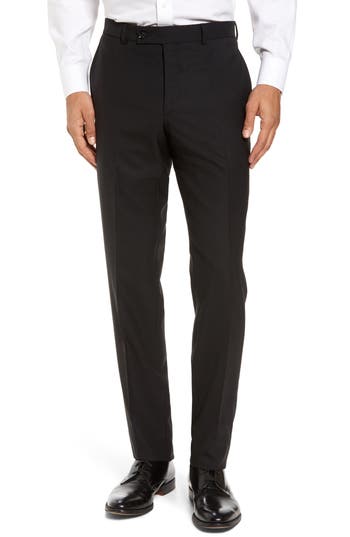 Ted Baker London Jefferson Trim Fit Flat Front Wool Dress Pants In Black