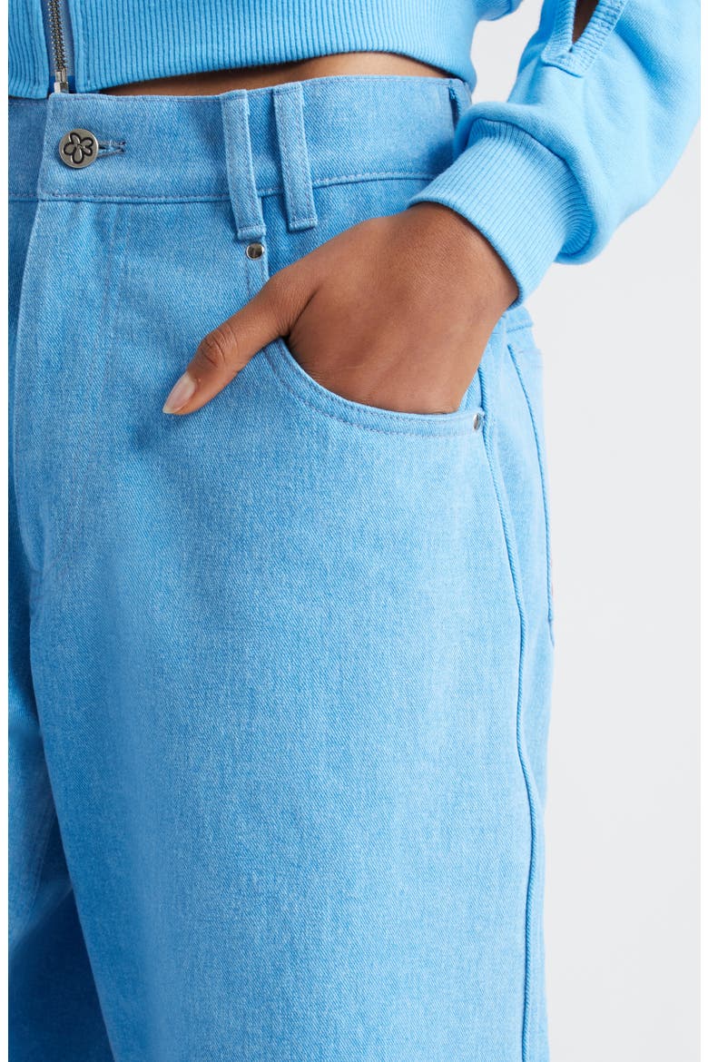 x Disney 'The Little Mermaid' High Waist Embroidered Denim Shorts (Nordstrom Exclusive), Alternate, color, BLUE