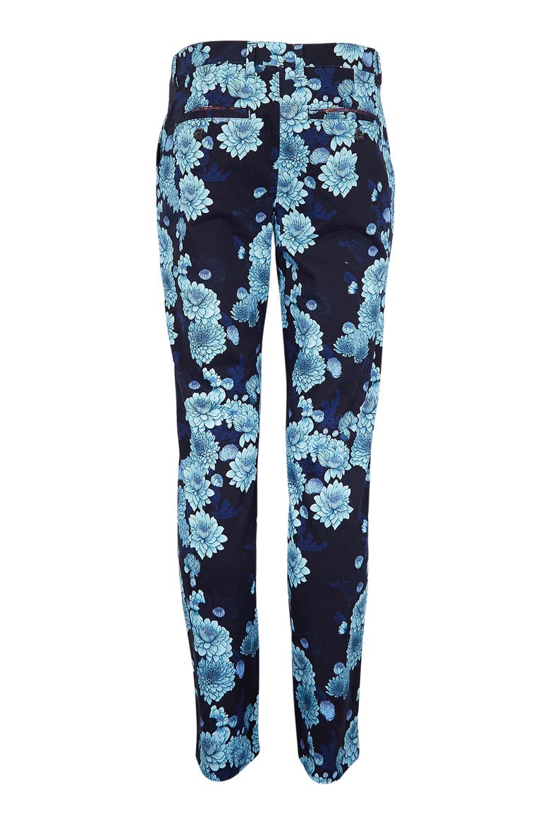 Jack Flat Front Stretch Sateen Pant, Alternate, color, Serious Floral Navy