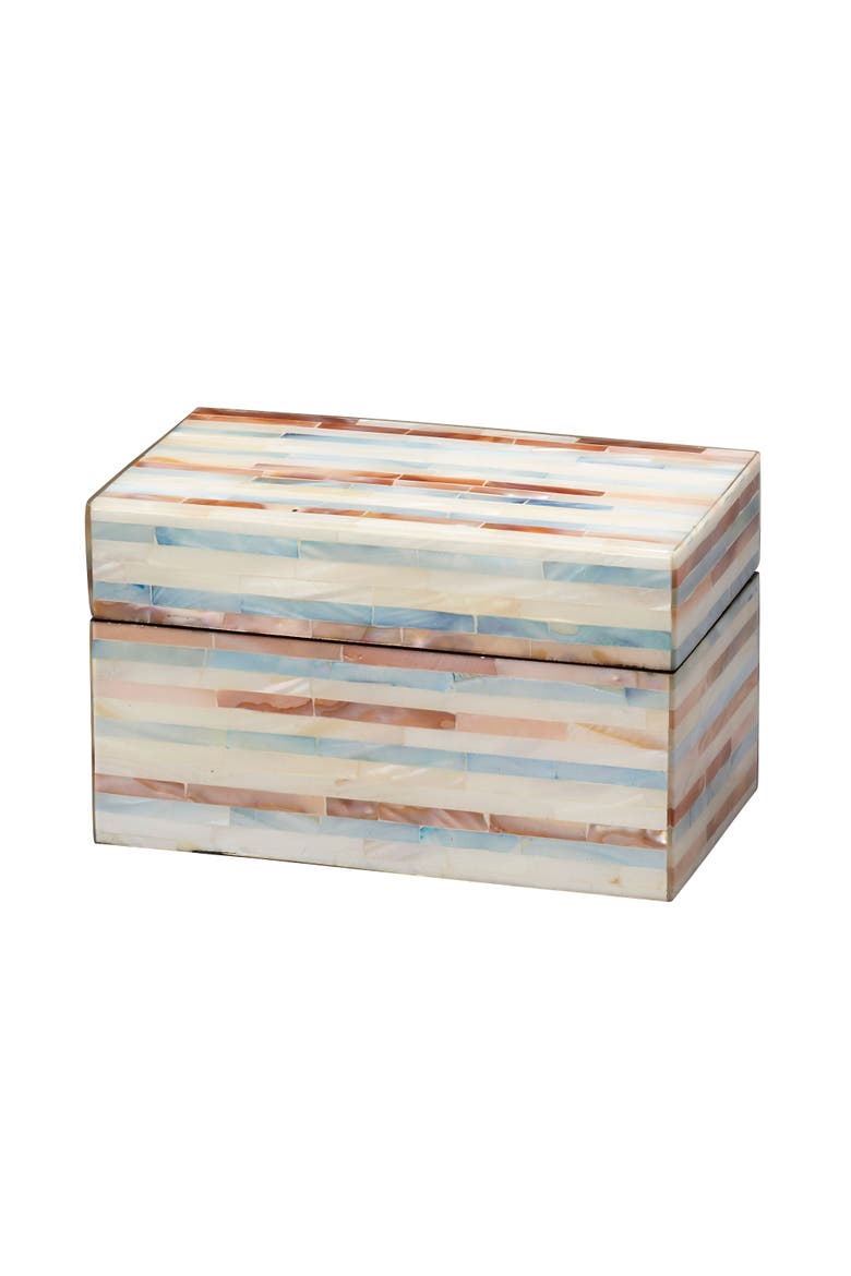 Roosevelt Blue Mother of Pearl Decorative Box, Small, Main, color, Blue