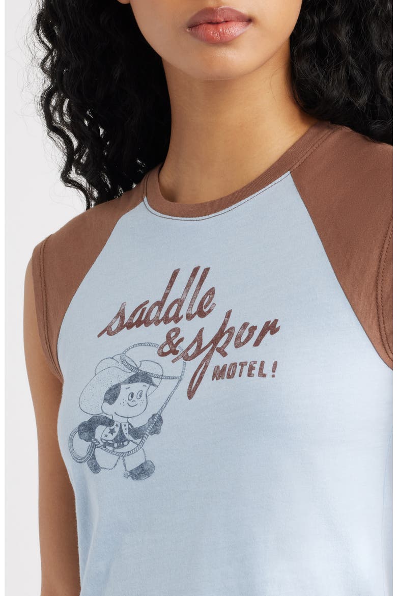 Saddle & Spur Motel Raglan Crop Tank, Alternate, color, SKY WAY COMBO