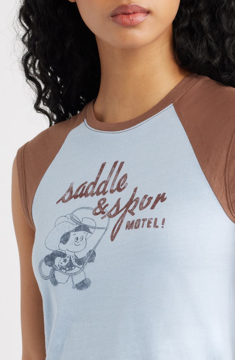 Daydreamer Saddle & Spur Motel Raglan Crop Tank, Alternate, color, Sky Way Combo