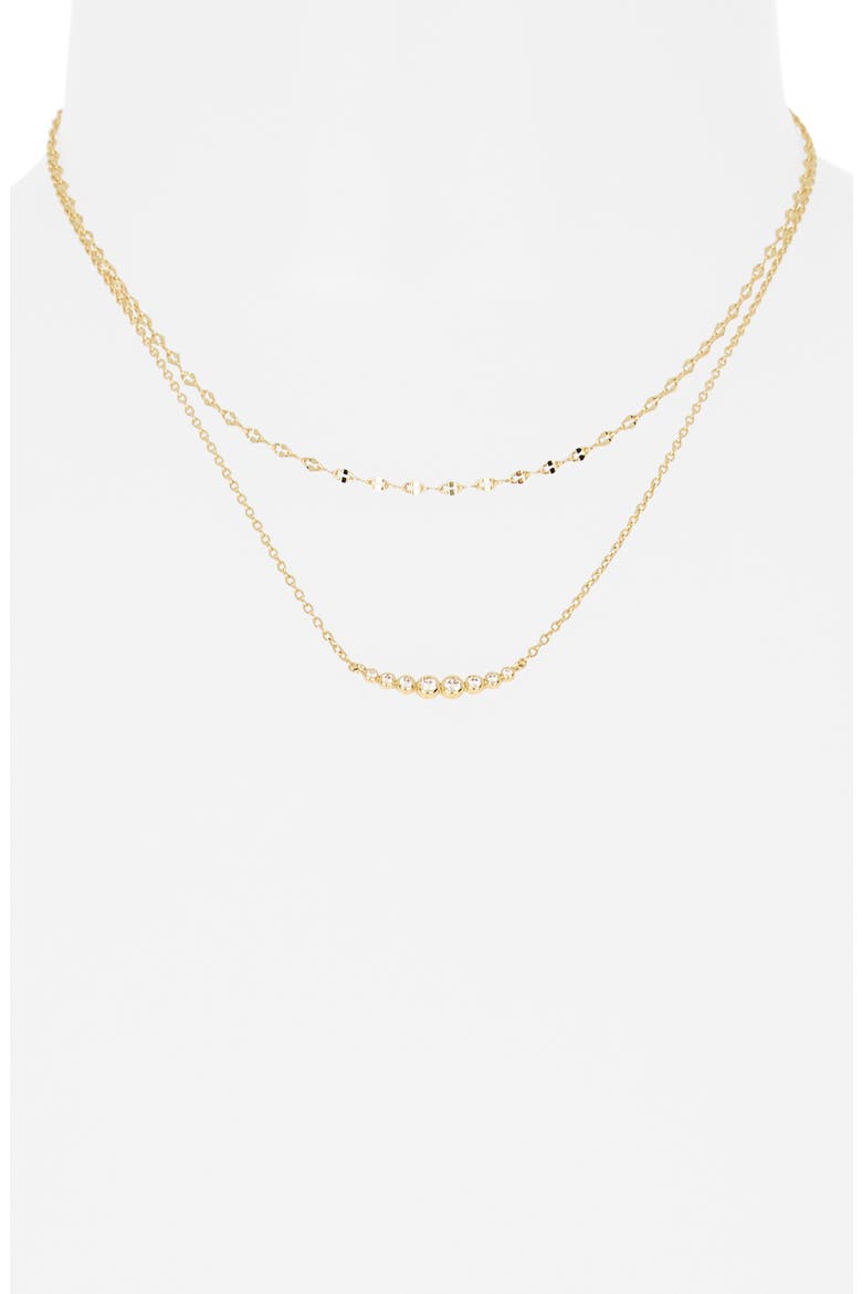 Mirror Chain Curved Bar Layered Necklace, Alternate, color, GOLD