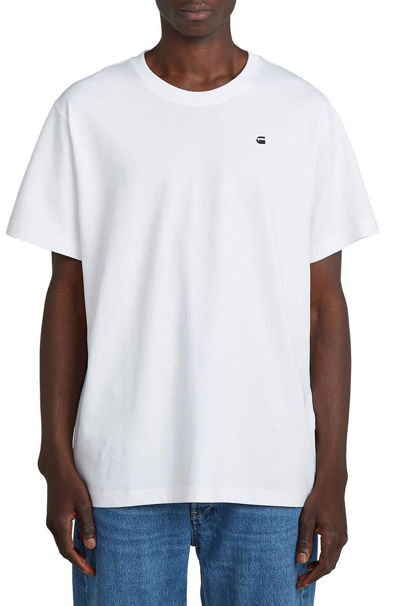 G-STAR Photo Print Organic Cotton Graphic T-Shirt, Main, color, White Knee Patch