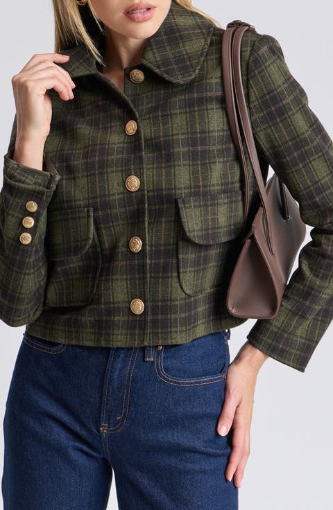 Knit Jacquard Button Front Collared Jacket
