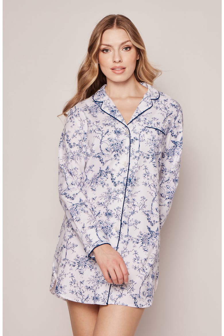 Timeless Toile Long Sleeve Nightshirt, Alternate, color, WHITE
