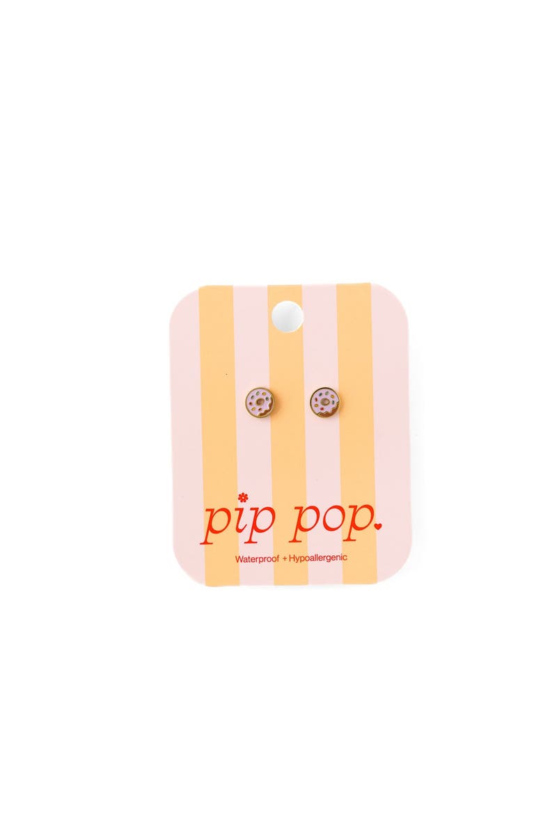 Girls' Donut Flatback Stud Hypoallergenic Earrings, Alternate, color, Pink