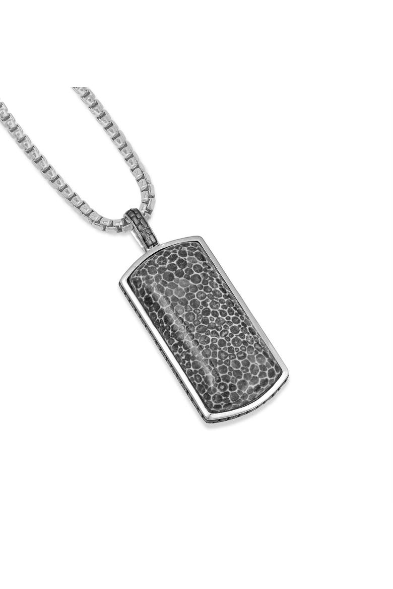 Fossil Agate Sterling Silver Men Tag Necklace, Alternate, color, Silver