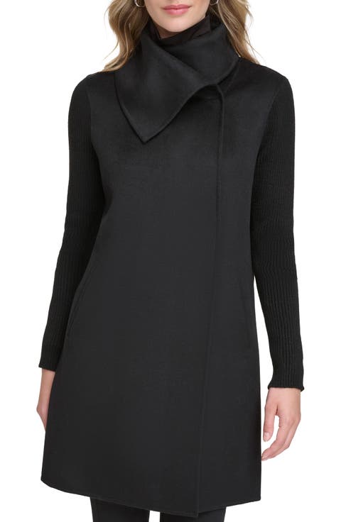 Asymmetric Collar Wool Blend Cloat