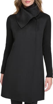 Kenneth Cole New York Asymmetric Collar Wool Blend Cloat