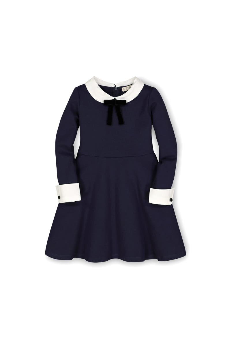 Girls' French Look Ponte Dress with Bow, Toddler, Alternate, color, Navy