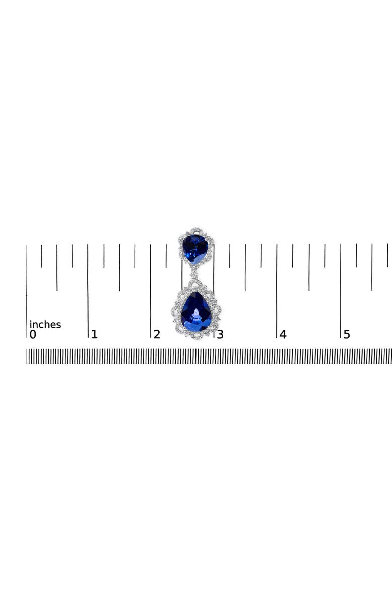 Haus of Brilliance 18K White Gold Blue Sapphire & 2.0 Cttw Diamond Halo Drop & Dangle Earring, Alternate, color, White