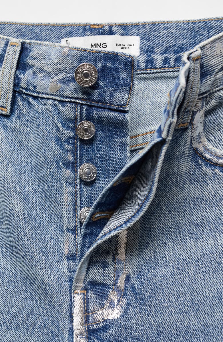 MANGO Metallic Foil Forward Seam Straight Leg Jeans, Alternate, color, 