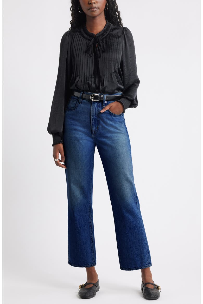 Pintuck Satin Top, Alternate, color, BLACK