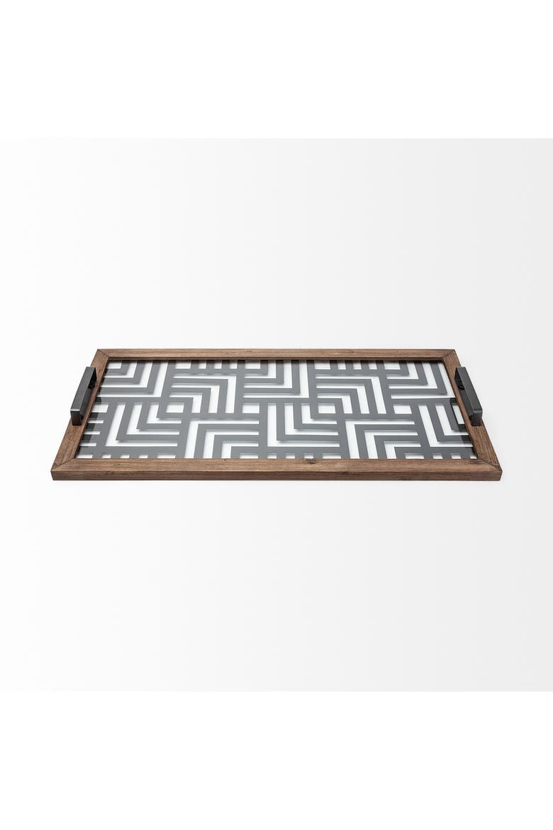 Fantuz Metal - Wood and Glass Serving Tray, Alternate, color, Gray