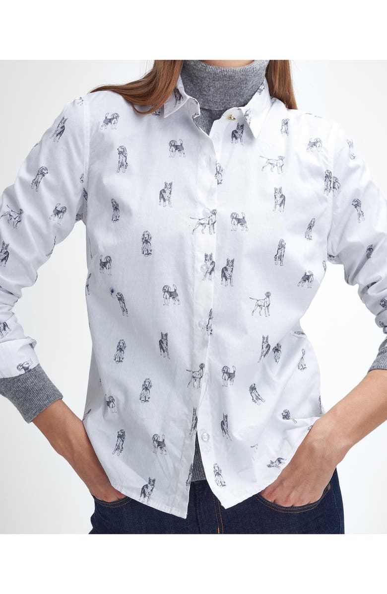 Barbour Brambles Dog Print Cotton Button-Up Shirt, Alternate, color,