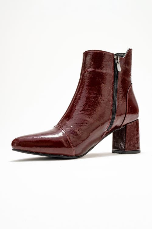 Forever & Always Shoes Gael Leather Block Heel Boot In Burgundy