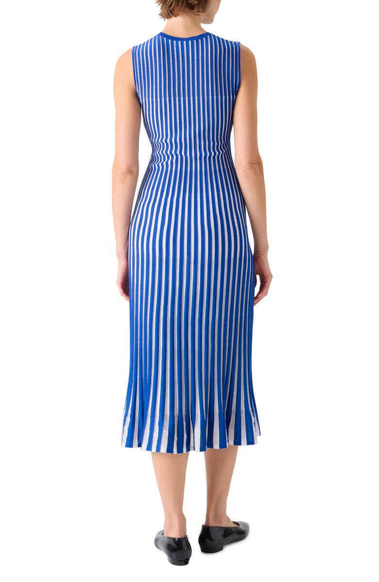 Akris Two-Tone Silk, Wool & Cotton Blend Sweater Dress, Alternate, color, Lapis Blue-Ecru