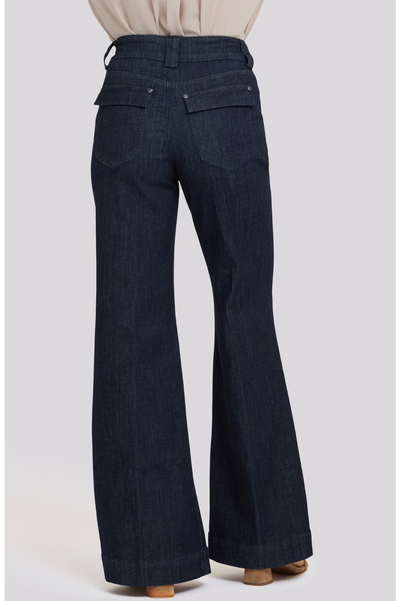 Mia Belted High Waist Palazzo Flare Jeans, Alternate, color, RINSE