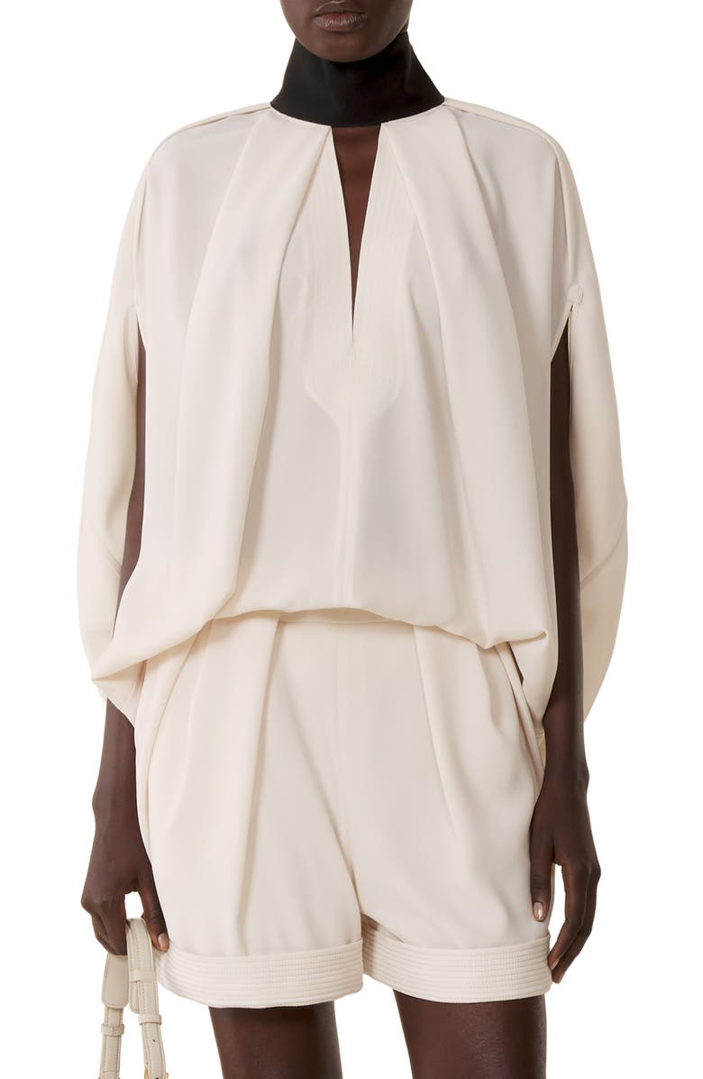 Lanvin Knotted Loose-Fit Crepe Top, Main, color, Beige