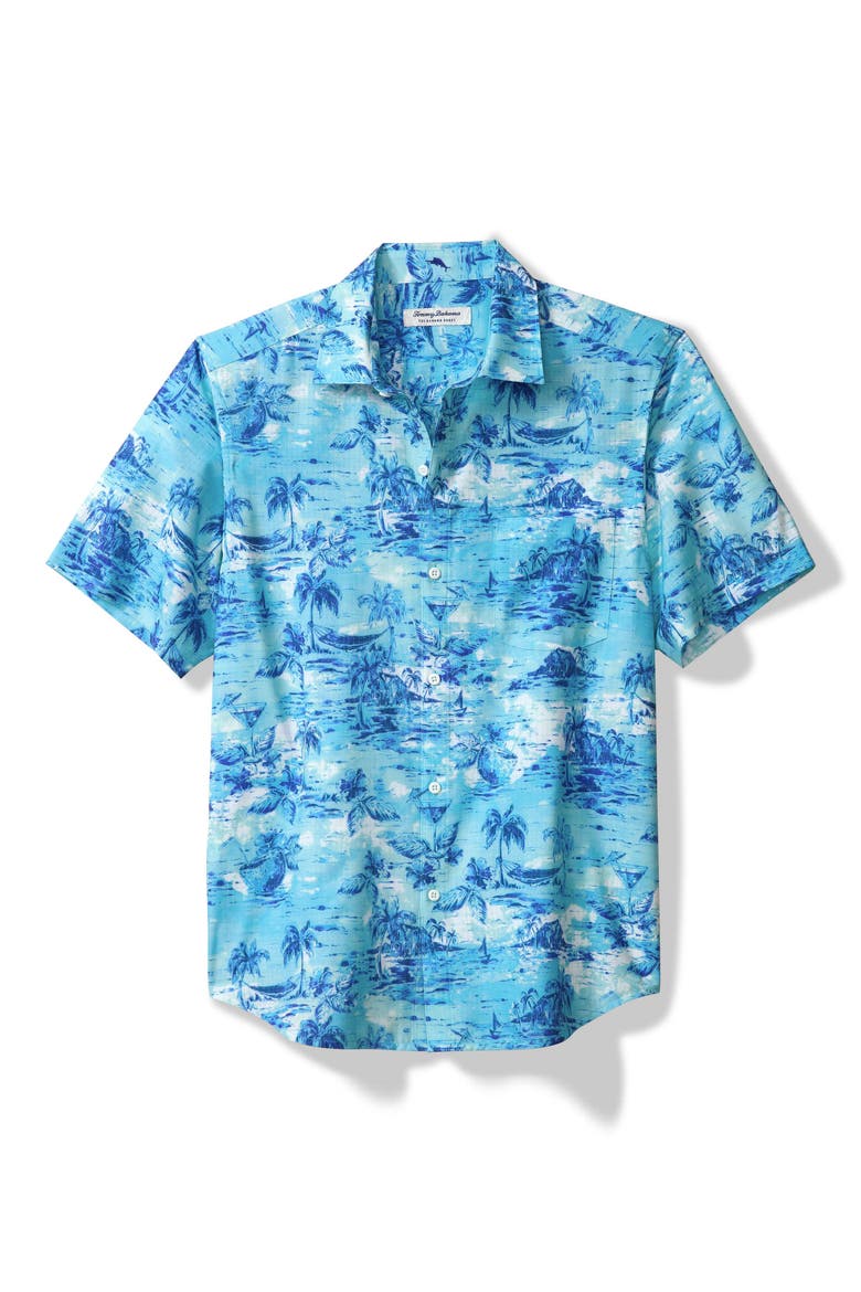 Bahama Coast Tidal Pursuit IslandZone® Short Sleeve Button-Up Shirt, Main, color, BEACH BUM