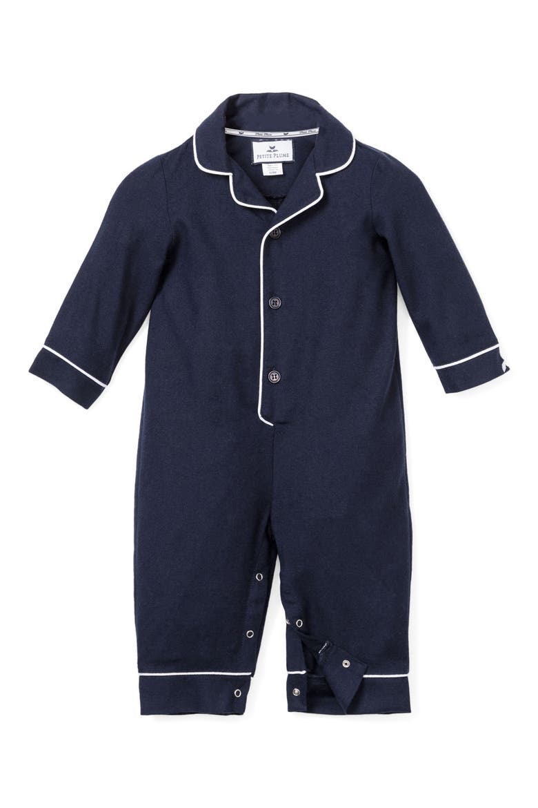 Piping Romper, Main, color, NAVY