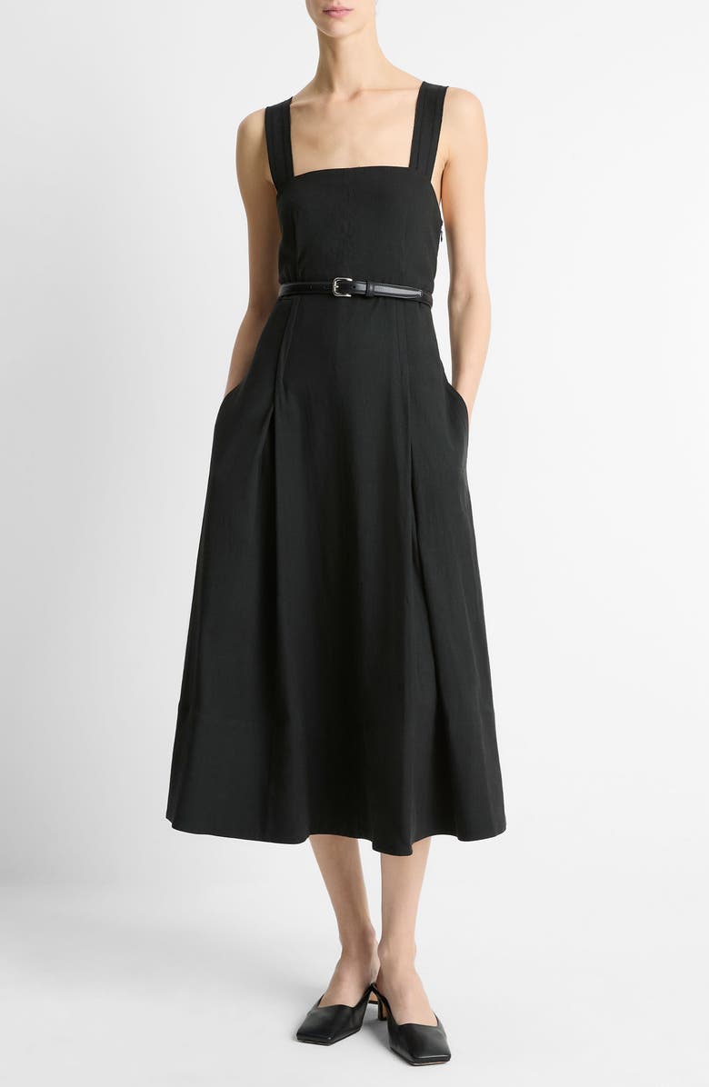 Vince Square Neck Midi Dress, Main, color, Black