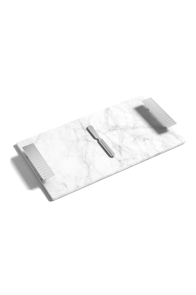 Striations Cheeseboard & Knife Set, Main, color, SILVER