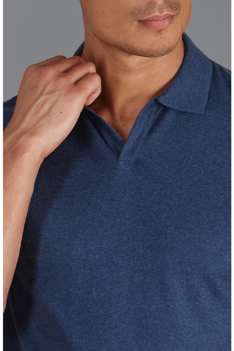Ultra Fine Cotton Buttonless Polo Shirt, Alternate, color, Bluemelange