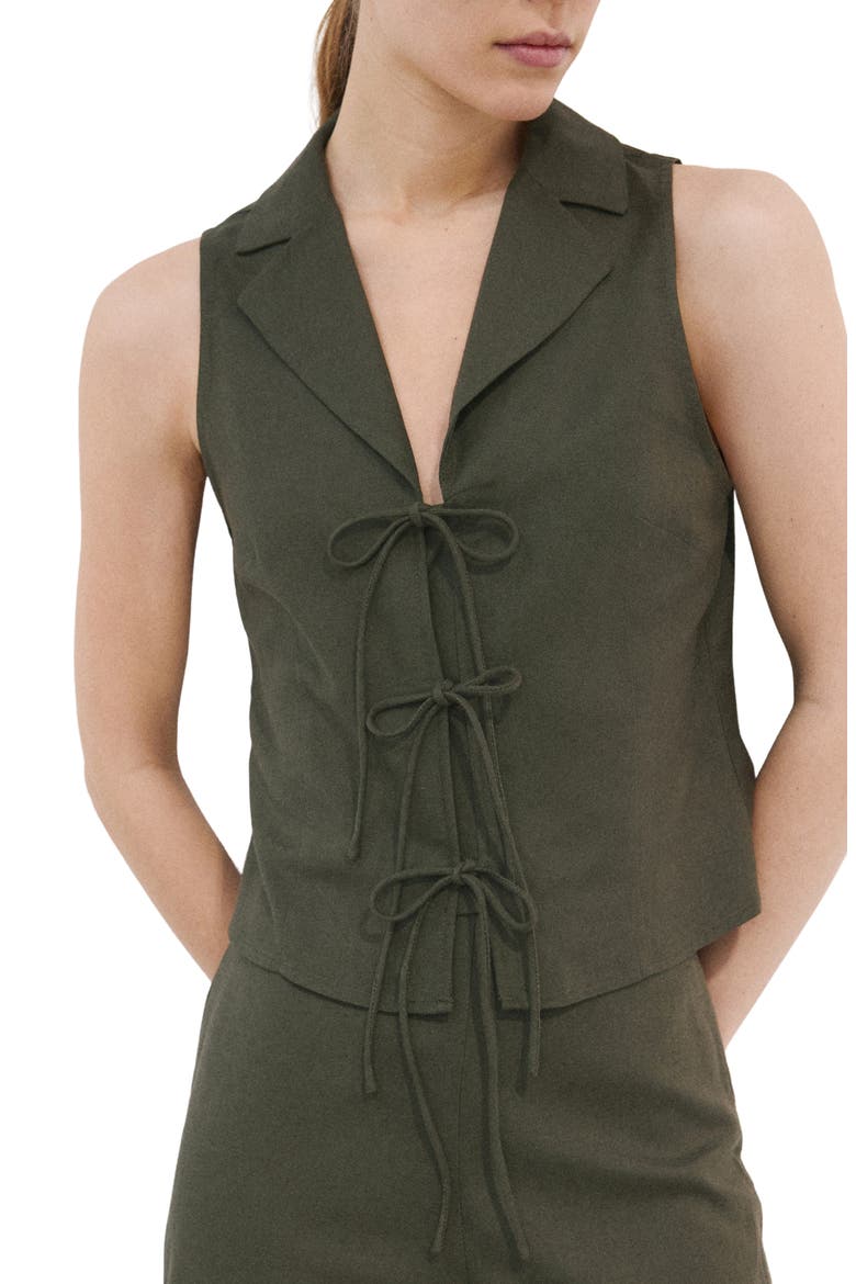 Tie Front Vest, Main, color, KHAKI GREEN